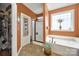 This bathroom features a separate shower, tub, and large window at 1589 Essex Hall Dr, Rock Hill, SC 29730