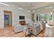 Spacious living room featuring modern furniture, a TV, and light hardwood floors at 1900 Lakedell Dr, Charlotte, NC 28215