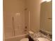 Bathroom featuring shower-tub combo, granite vanity, modern sink and fixtures at 2127 Cedar Rd, York, SC 29745