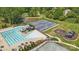 Overhead view of the pool, tennis courts, playground, and other recreational amenities in the community at 902 Hoke Trl, Cramerton, NC 28032