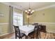 Dining room with chandelier, natural light, and traditional furniture at 9106 Dogwood Ridge Dr, Charlotte, NC 28227