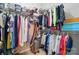 Organized walk-in closet with shelving and hanging storage for clothing at 13505 Michael Lynn Rd, Charlotte, NC 28278