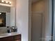 Clean bathroom featuring a vanity, sink, mirror and shower at 1960 Aston Mill Pl, Charlotte, NC 28273