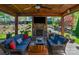 Inviting outdoor space with stone fireplace, TV and comfortable seating at 2002 Thurston Dr, Indian Trail, NC 28079