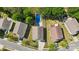 Aerial view of the neighborhood and house including the backyard pool at 221 Sycamore Creek Rd, Fort Mill, SC 29708