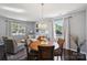 Cozy dining room area features a round dining table with seating for four under a beautiful chandelier at 221 Sycamore Creek Rd, Fort Mill, SC 29708