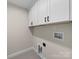 Laundry room with white cabinets for storage and utility hookups at 3012 Isle Ln, Monroe, NC 28110