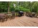 Spacious wooden deck, perfect for outdoor dining and grilling, surrounded by lush greenery at 3404 Pasture View Ct, Charlotte, NC 28269