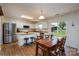 Eat-in kitchen featuring white cabinets, stainless steel appliances, a wood table, and sliding glass doors at 4315 Barnside Ln, Charlotte, NC 28216