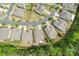 An aerial view shows mature trees with sidewalks and landscaped yards in the neighborhood at 476 Dudley Dr, Fort Mill, SC 29715