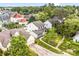 Aerial view of neighborhood showcasing manicured lawns and mature trees at 6728 Mimosa St, Indian Trail, NC 28079