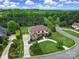 Aerial view of the landscaped property showcasing circular drive, mature trees, and well-maintained lawn at 802 Capington Ln, Waxhaw, NC 28173