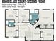 Detailed second floor plan showcasing bedrooms, bathrooms, and living spaces at 8600 Glade Ct, Huntersville, NC 28078