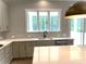 Bright kitchen with stainless steel appliances, plenty of counter space and a window overlooking the backyard at 117 Blackbeard Ln, Mooresville, NC 28117