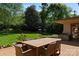 Inviting backyard deck with wicker furniture, perfect for outdoor dining and overlooking the lush lawn at 1816 5Th Nw St, Hickory, NC 28601