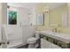 Modern bathroom with a glass-enclosed shower, sleek fixtures, and a double sink vanity at 1816 5Th Nw St, Hickory, NC 28601