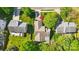 An aerial view of the property shows a well-maintained lawn and mature trees at 6307 Old Corral St, Charlotte, NC 28277