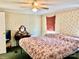 The bedroom has floral wallpaper, green carpet, and an oval mirror at 6401 Alley Rd, Catawba, NC 28609