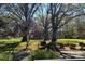 Expansive backyard featuring mature trees, lush green lawn, and neatly trimmed bushes, creating a serene outdoor space at 6726 Park Meadows Pl, Huntersville, NC 28078