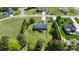 This aerial view showcases a well-maintained backyard with a patio at 131 Fieldhaven Pl, Troutman, NC 28166