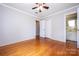 Comfortable bedroom with hardwood floors and easy access to the bathroom at 134 Piedmont Dr, Kannapolis, NC 28081