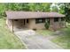 Traditional brick ranch with a carport, mature landscaping, and a charming walkway to the front door at 134 Piedmont Dr, Kannapolis, NC 28081