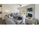 Comfortable living room with plush sofas, a fireplace, and a sliding door to the backyard at 15520 Capps Rd, Charlotte, NC 28278