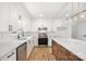 Contemporary kitchen with stainless steel appliances, white cabinetry, and a butcher block island at 1904 27Th Avenue Ne Dr, Hickory, NC 28601