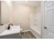 Clean bathroom with new vanity, sink, faucet, and a shower-tub combo at 2515 Carya Pond Ln, Charlotte, NC 28212