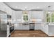 Bright kitchen with stainless appliances, white cabinetry, granite countertops, and a large stainless steel sink at 2668 Polo Ln, Maiden, NC 28650
