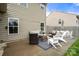 Outdoor living area with comfortable seating on the concrete patio offers relaxation at 3039 Keswick Ter, Indian Land, SC 29707