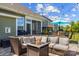 Spacious back patio features a cozy fire pit with plush seating, perfect for outdoor entertaining and relaxation at 3129 Burnello Ct, Iron Station, NC 28080