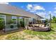 Well-maintained backyard with a stone fire pit and comfortable seating, perfect for enjoying outdoor evenings and gatherings at 3129 Burnello Ct, Iron Station, NC 28080