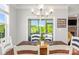 Bright dining room with modern chandelier, wood table, and access to the outdoor deck at 3129 Burnello Ct, Iron Station, NC 28080