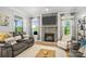 Cozy living room features a stone fireplace and large windows with natural light at 3129 Burnello Ct, Iron Station, NC 28080