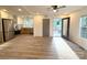 Open-concept kitchen featuring stainless steel appliances and hardwood floors at 401 Baker St, Gastonia, NC 28052