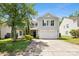 Traditional two-story home featuring vinyl siding, black shutters, and a two-car garage at 5611 Hammermill Dr, Harrisburg, NC 28075