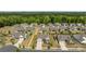 Picturesque aerial view shows a well-designed neighborhood with craftsman homes, manicured lawns, and tree-lined streets at 8018 Green Heron Ct, Belmont, NC 28012