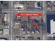 Aerial view of the property and neighborhood, highlighting its location on E. Church Street at 110 E Church St, Dallas, NC 28034