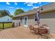 Spacious back deck featuring a table and chairs perfect for outdoor entertainment at 140 Hazelwood Dr, Rockwell, NC 28138