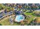 Community aerial view features a pool and playground, perfect for Gathering fun and outdoor recreation at 14010 Promenade Dr, Huntersville, NC 28078