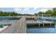 Dock with boats, boat slips, and a scenic lake view surrounded by lush greenery at 1424 River Dr, Belmont, NC 28012