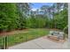 Relaxing outdoor space with patio furniture, wrought iron fencing, and sprawling green space at 208 Grasshopper Cir, Mooresville, NC 28117