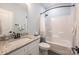 A bathroom featuring a single sink with granite countertops and a shower/tub combination at 4594 N Wynswept Dr, Maiden, NC 28650