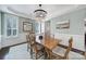 Bright dining room featuring a modern chandelier, wainscoting, and plantation shutters at 5025 Willing Ct, Fort Mill, SC 29707