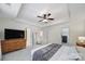 Spacious main bedroom includes tray ceilings, modern furnishings, and access to walk-in closet at 5025 Willing Ct, Fort Mill, SC 29707