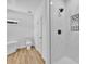 Modern bathroom featuring a glass-enclosed shower with marble tile and black fixtures at 504 Christopher Ln, Chester, SC 29706
