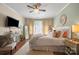 Serene main bedroom with plush bedding, ample natural light, hardwood floors and stylish decor at 512 Park View Dr, Belmont, NC 28012