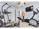 Home gym featuring a variety of exercise equipment, including weights and workout machines at 575 Marthas View Nw Dr, Huntersville, NC 28078