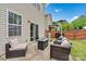 Cozy patio area with comfortable seating, a modern fire pit, and easy access to the backyard at 575 Marthas View Nw Dr, Huntersville, NC 28078
